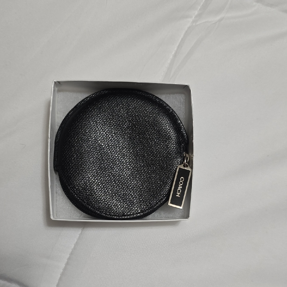 Coach Metallic Black Coin Pouch